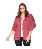 B Collection By Bobeau Plus Size Marianne Ruffle Sleeve Cardigan (berry) Women's Sweater