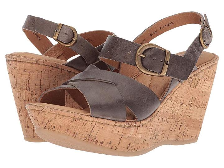 Born Emmy Quarter (grey Full Grain Leather) Women's Wedge Shoes