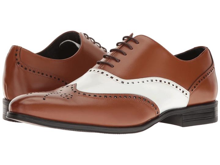 Stacy Adams Stockwell Wingtip Oxford (cognac/white) Men's Lace Up Wing Tip Shoes