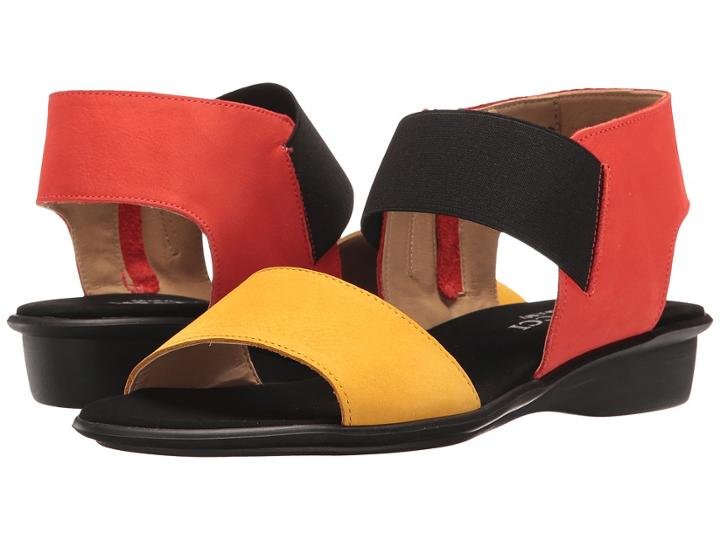 Sesto Meucci Eirlys (mustard Soft Nabuk/coral Soft Nabuk/black Elastic) Women's Sandals