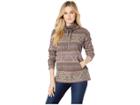 Chaps Summer Waffle Long Sleeve Knit (mocha/rose) Women's Clothing