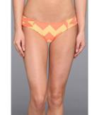 O'neill Ziggy Stripe Smocked Tab Side Bottom (coral) Women's Swimwear