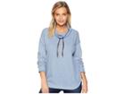 Chaps Desert Double Face Long Sleeve Knit (fall Blue Heather) Women's Clothing