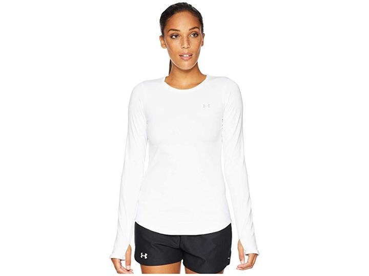 Under Armour Ua Coldgear(r) Armour Crew (white/metallic Silver) Women's Clothing
