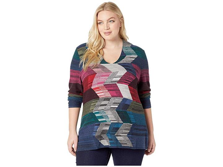 Nic+zoe Plus Size Arctic Heat Top (multi) Women's Clothing