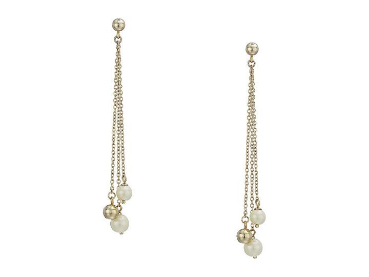 Lauren Ralph Lauren White Pearl Linear Earrings (pearl/gold) Earring