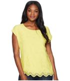 Vince Camuto Extend Shoulder Scalloped Hem Eyelet Blouse (pineapple) Women's Blouse