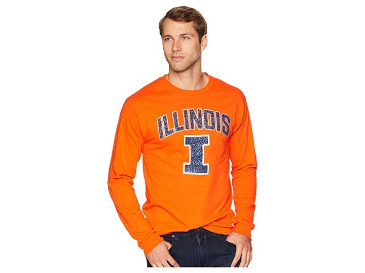 Champion College Illinois Fighting Illini Long Sleeve Jersey Tee (orange) Men's T Shirt