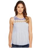 Lucky Brand Embroidered Yoke Top (blue Multi) Women's Clothing