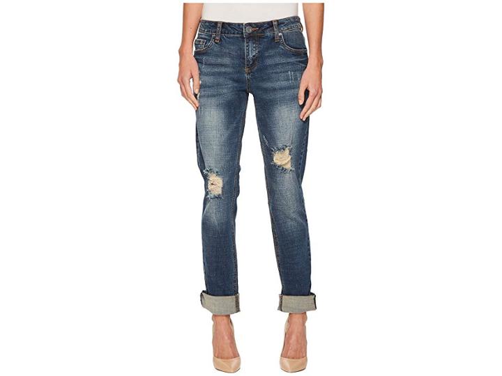 Kut From The Kloth Catherine Boyfriend Wide Cuff Jeans (impressed/dark Stone Base Wash) Women's Jeans