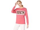 Juicy Couture Juicy Long Sleeve Color Block Graphic Tee (camelia Rose) Women's Clothing