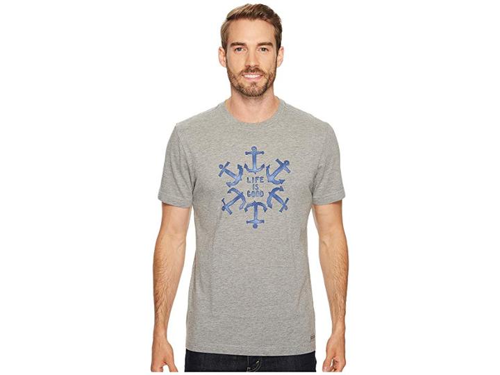 Life Is Good Anchor Circle Life Is Good(r) Crusher Tee (heather Gray) Men's Short Sleeve Pullover