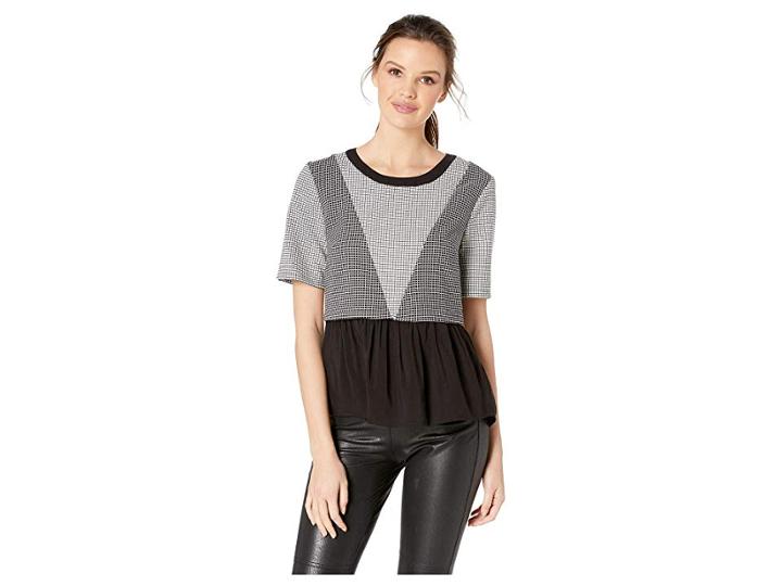 Bcbgeneration Contrast Patched Top (white Combo) Women's T Shirt