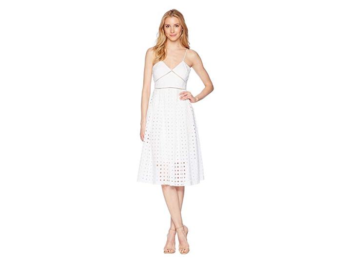 Donna Morgan Spaghetti Strap Eyelet Midi Dress (white) Women's Dress