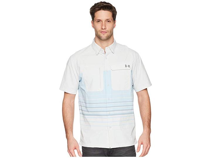 Under Armour Ua Fish Hunter Short Sleeve Plaid Shirt (elemental/graphite/landslide Stripe) Men's Short Sleeve Button Up