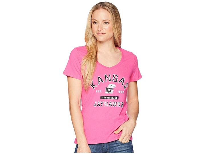 Champion College Kansas Jayhawks University V-neck Tee (wow Pink) Girl's T Shirt
