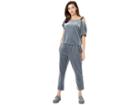 Nevereven Stretch Velvet Boat Neck Jumpsuit (lone Wolf) Women's Jumpsuit & Rompers One Piece