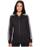 Adidas Essentials Cotton Fleece 3s Full Zip Hoodie (black/white) Women's Sweatshirt