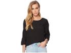 1.state Crew Neck Pintuck Sleeve Blouse (rich Black) Women's Blouse