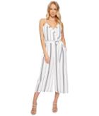 J.o.a. Double V-neck Cropped Jumpsuit (white/navy) Women's Jumpsuit & Rompers One Piece