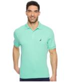 Nautica Short Sleeve Solid Interlock Polo (mint Sprig) Men's Short Sleeve Pullover