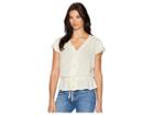 Lucky Brand It Girl Flutter Sleeve Top (white Multi) Women's T Shirt