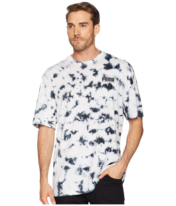 Puma Logo Tower Tie-dye Tee (puma White/black) Men's T Shirt