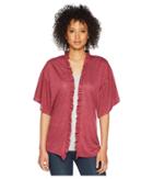 B Collection By Bobeau Marianne Ruffle Sleeve Cardigan (berry) Women's Sweater