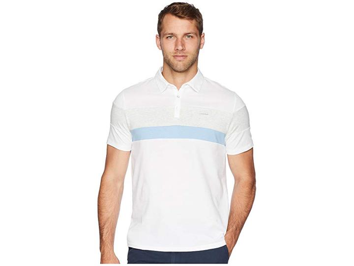 Calvin Klein Liquid Touch Tricolor Blocked Polo (white Combo) Men's Clothing