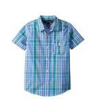Tommy Hilfiger Kids Short Sleeve Chris Yarn-dye Plaid Shirt (toddler/little Kids) (regatta Blue) Boy's Clothing