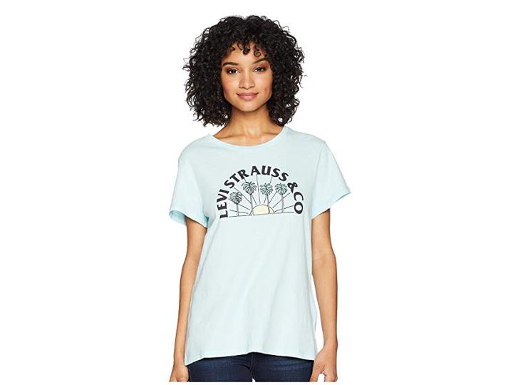 Levi's(r) Womens Perfect Graphic Tee (arch Iced Aqua) Women's T Shirt