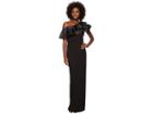 Adrianna Papell Dramatic One Shoulder Long Crepe Gown (black) Women's Dress