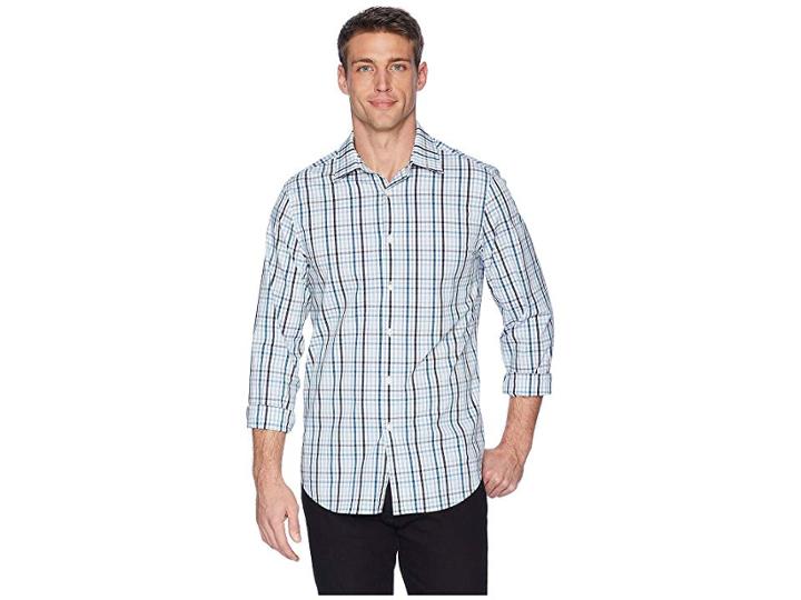 Perry Ellis Multicolor Check Resist Spill Shirt (legion Blue) Men's Long Sleeve Button Up