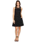 Donna Morgan Sleeveless Fit And Flare With Full Skirt (black/marine) Women's Dress