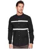 Kenneth Cole New York Collarband Pieced Shirt (black Combo) Men's Clothing