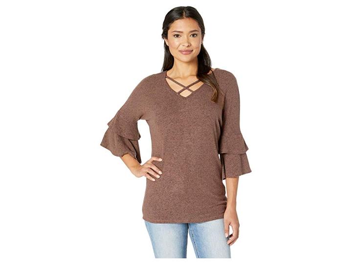 Wrangler Crisscross Neck Tunic (burgundy) Women's Clothing