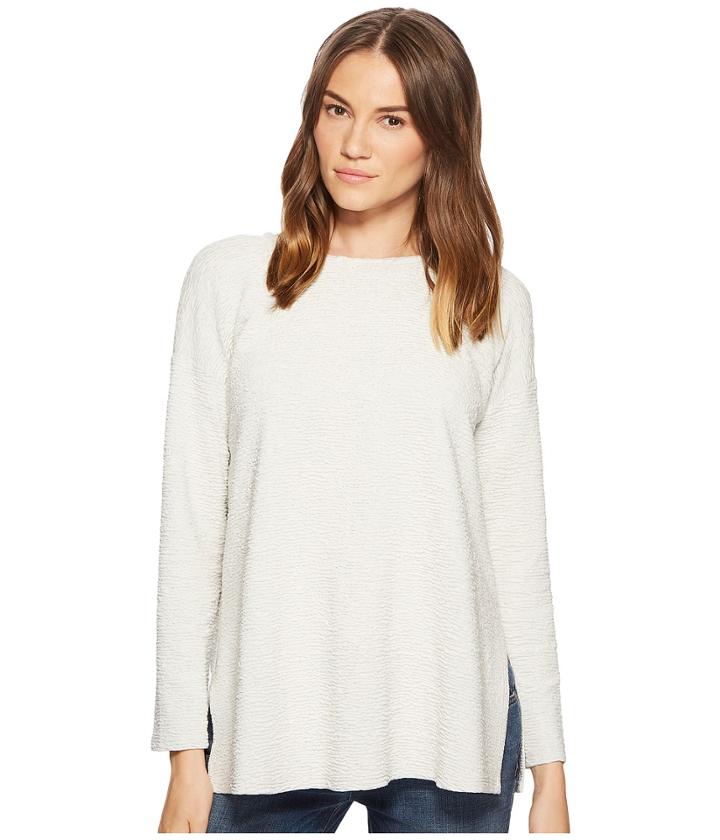 Eileen Fisher Roundneck Top (white) Women's Long Sleeve Pullover
