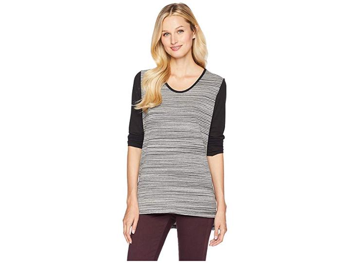 Tribal Long Sleeve Top With Snap Detail (black) Women's Blouse