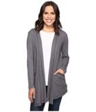 Allen Allen Long Sleeve Hooded Open Cardigan (flint) Women's Sweater