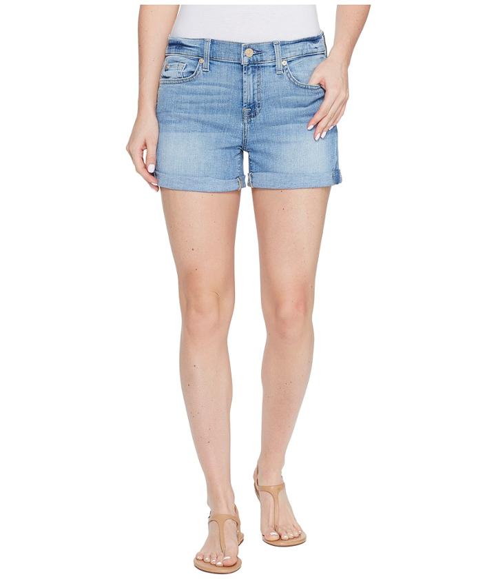 7 For All Mankind Squiggle Roll Up Shorts In Willow Ridge (willow Ridge) Women's Shorts