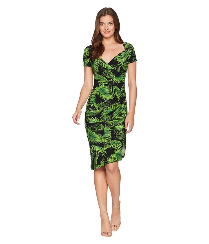 Kamalikulture By Norma Kamali Sweetheart Side Drape Dress (palm Leaf) Women's Dress