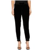 The Kooples Velvet High-waisted Trousers With Ribbed Edging (black) Women's Casual Pants