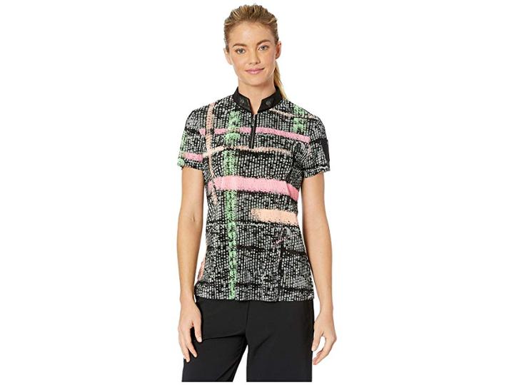 Jamie Sadock Crunchy Mad Plaid Print Short Sleeve Top (sage/luminosity Pink) Women's Clothing