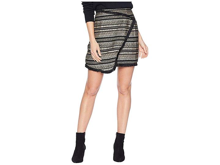 Moon River Tweed Skirt (black/gold) Women's Skirt