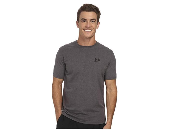 Under Armour Charged Cotton(r) Left Chest Lockup (carbon Heather/black) Men's T Shirt