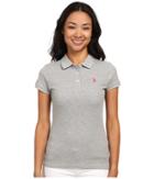 U.s. Polo Assn. Solid Small Pony Polo (grey) Women's Short Sleeve Pullover