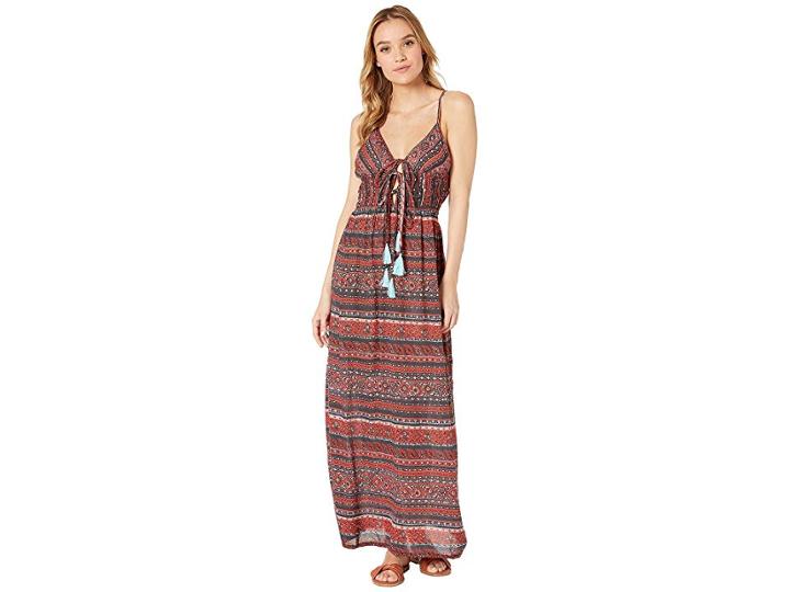 Angie Spaghetti Strap Maxi W/ Tassels (terracotta) Women's Dress