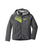 Nike Kids Dry Training Full-zip Hoodie (little Kids/big Kids) (carbon Heather/volt) Boy's Sweatshirt