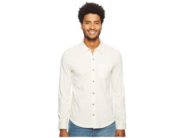 Mod-o-doc Summerland Knit Long Sleeve Jersey Button Front Shirt (vanilla) Men's Long Sleeve Button Up