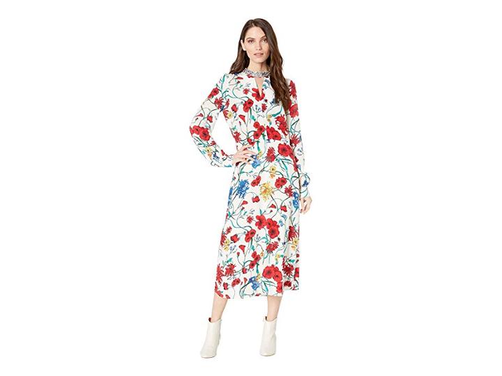 Juicy Couture Silk Wildflowers Midi Dress (angel/silk Wildflower) Women's Dress